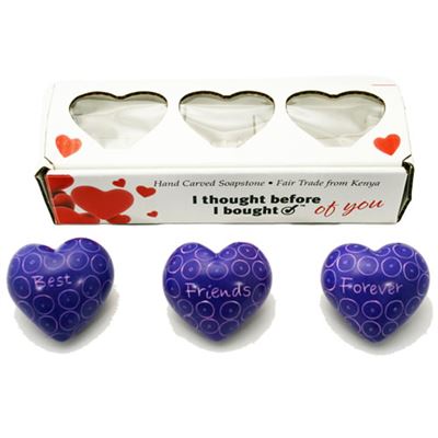 Best Friends Forever Set of 3 Hearts in Gift Box